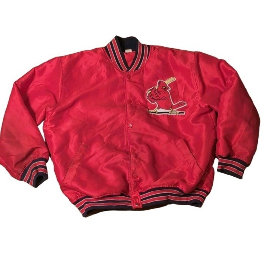 Starter St. Louis Cardinals Satin Bomber Jacket S Red Navy Blue MLB Unisex